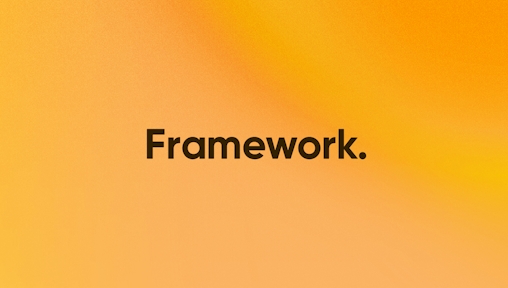 The Framework logo on an orange background